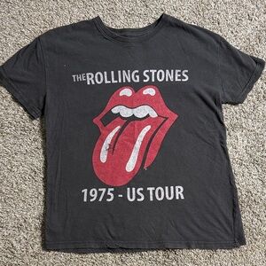 The Rolling Stones Charcoal Tee with Red Tongue Logo